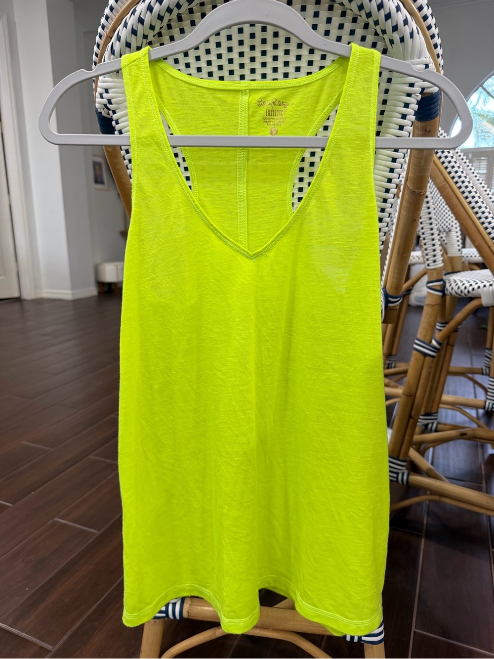Lilly Pulitzer Luxletic Neon Yellow Racerback V-Neck Athletic Tank Top Sz Small
